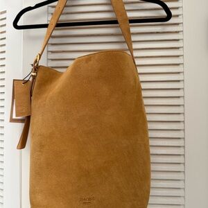 Margot New York Camel Suede Kaye Bucket Tote